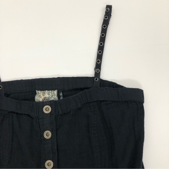 Guess Black Romper Spaghetti Strap Button Front Pocketed One Piece - Picture 6 of 16